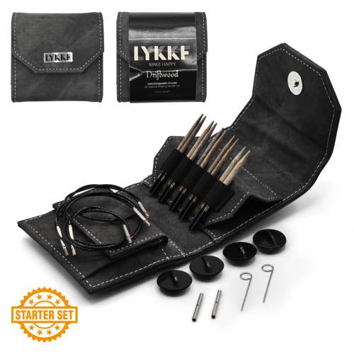lykke 3.5" driftwood interchangeable circular needle starter set
