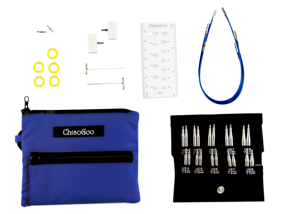 chiaogoo blue twist shorties interchangeable circular knitting needle set