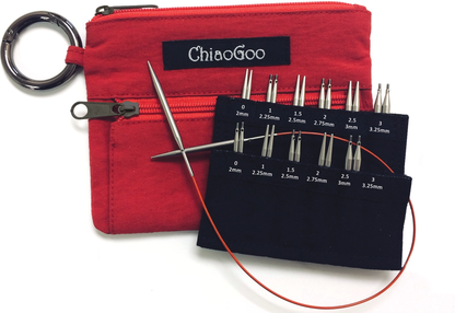 chiaogoo red twist shorties interchangeable circular knitting needle set