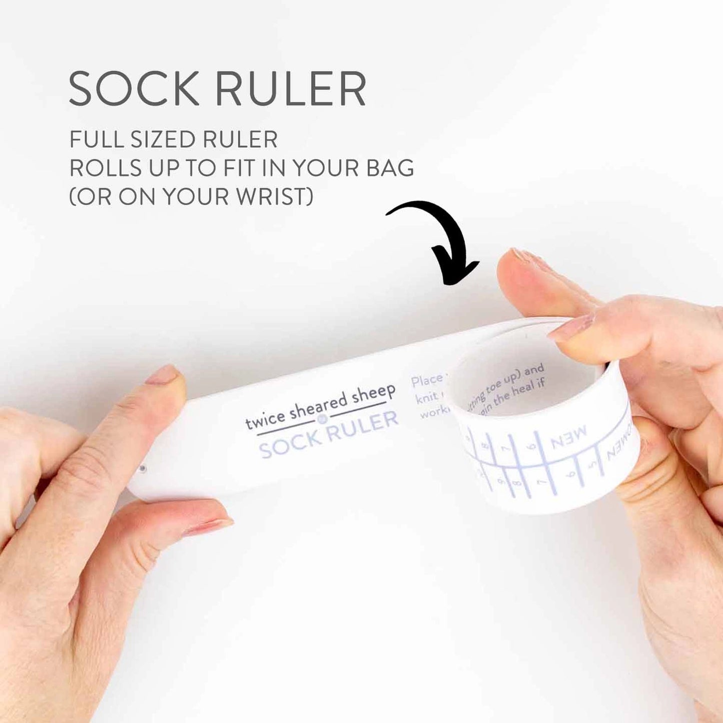 sock sizing bracelet ruler